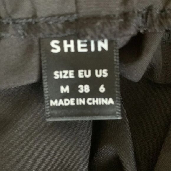 Shein Womens Black Drawstring Ruched Cut-Out Knee High-Waisted Pants Size M - Picture 3 of 14